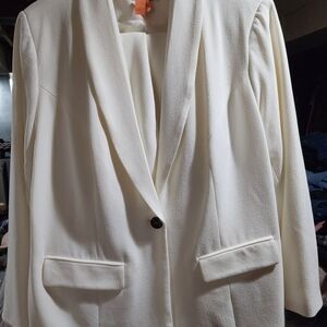 Jessica London Classic Creme Blazer & Midi Skirt